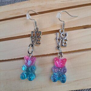 Rainbow mini Gummy Bear Earrings Brand New
